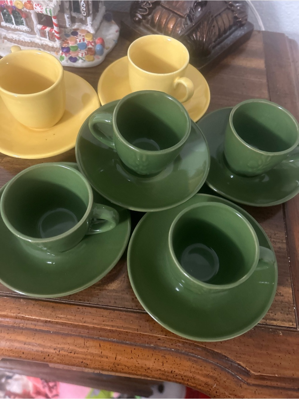 Vintage Cottagecore MSRF Embossed Olive Leaf Demitasse Set 6 piece Mixed earth